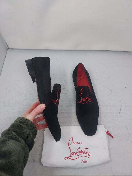 CHRISTIAN LOUBOUTIN Black Dandelion Strass Suede Logo Loafer main image 6